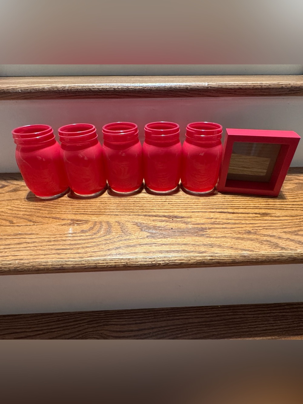 Set of hot pink mason jars & picture frame